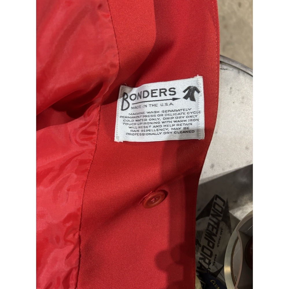 Vtg Bonders Red Trench Coat‎ Long Button Front Slit Pockets Xl - Picture 3 of 7